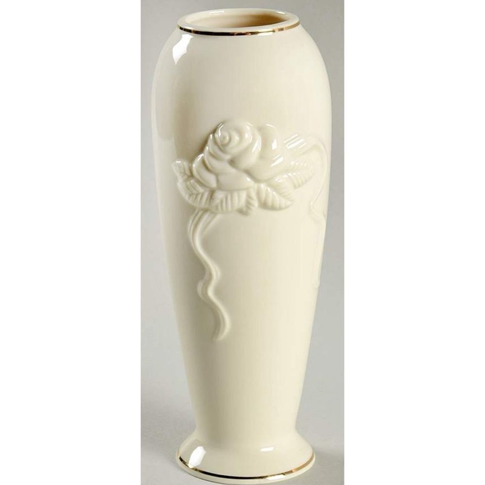 2 Vintage Lenox Rose Bud Vase 24k Gold Trim. 7 1/2” Tall
